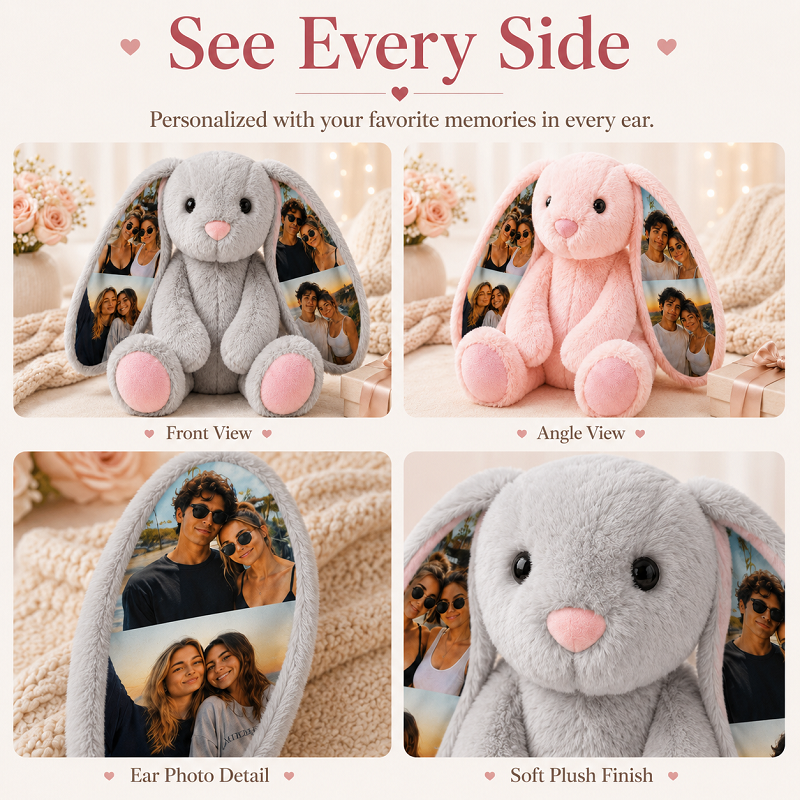 Custom Ear Photo Bunny Plush