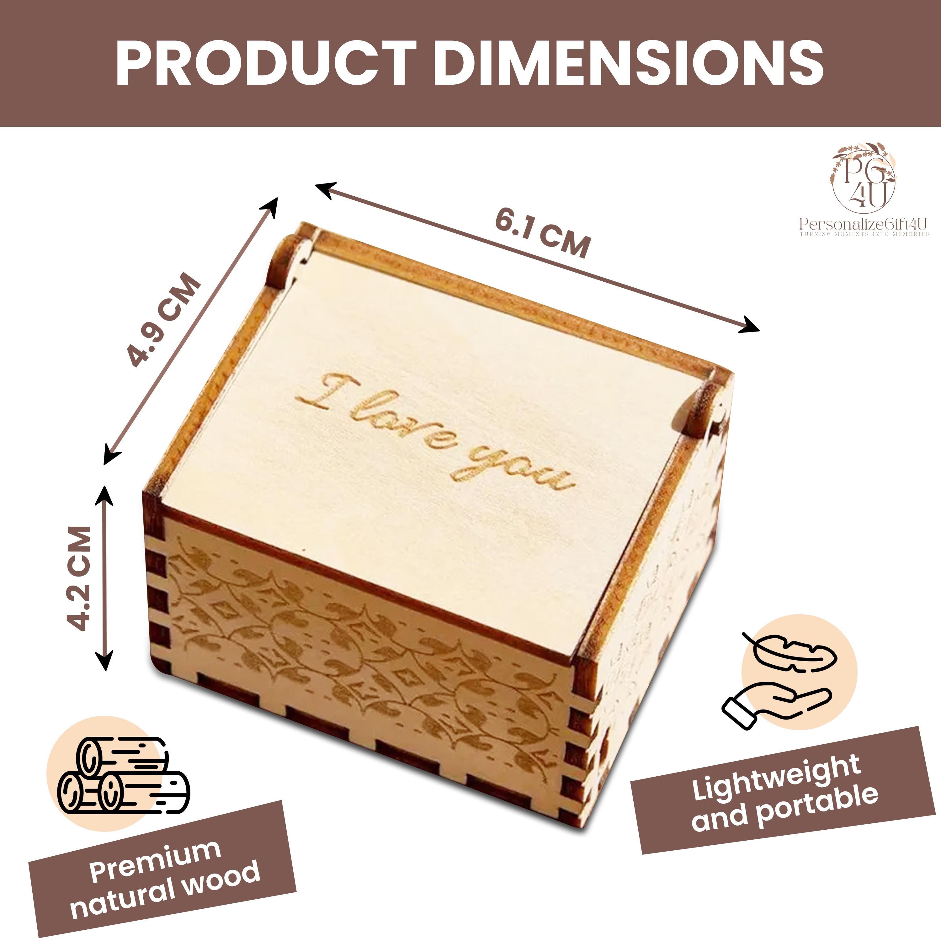 Personalized Wooden Music Box: Custom Song, Photo, and Name