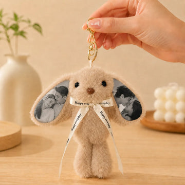Custom Photo Bunny Plush Keychain