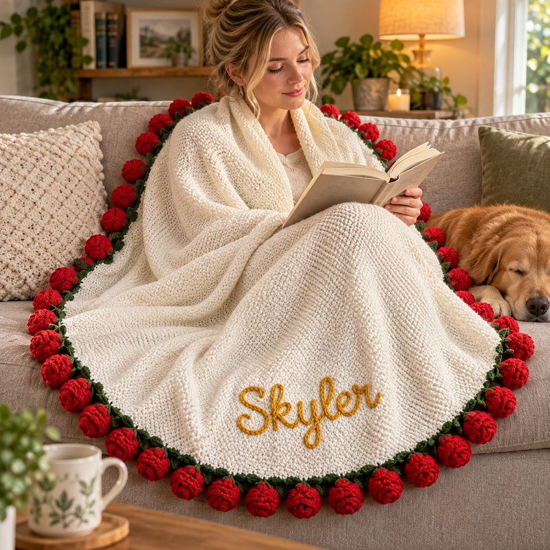 Personalized Crochet Flower Blanket