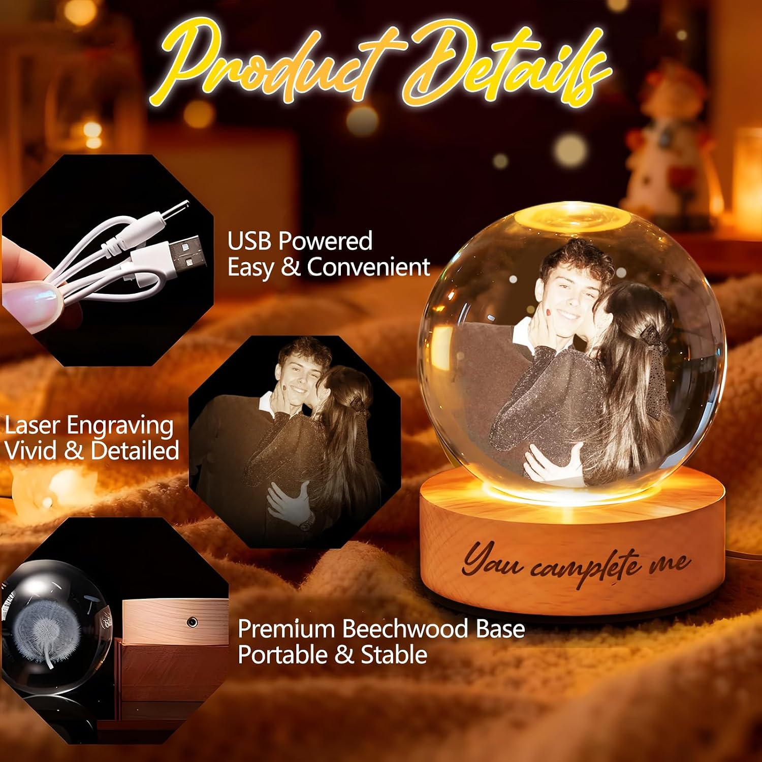 Personalized 3D Crystal Photo Ball Lamp