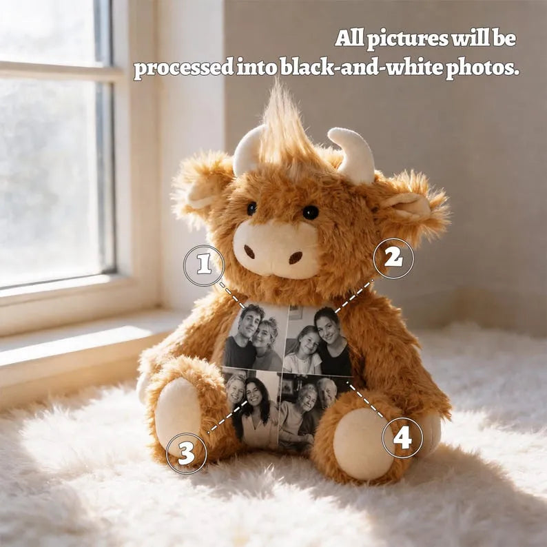 Custom Photo Highland Cow Plush