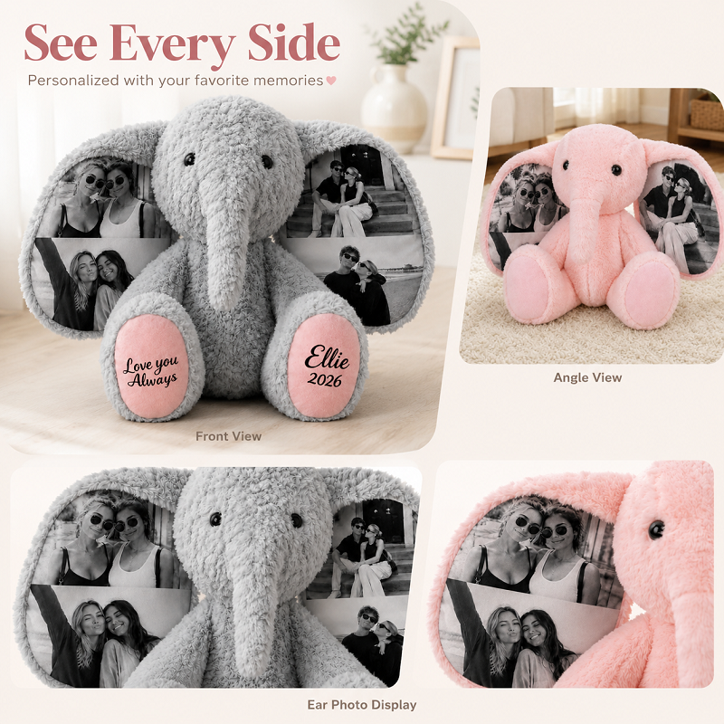 Custom 4 Photos Elephant Plush