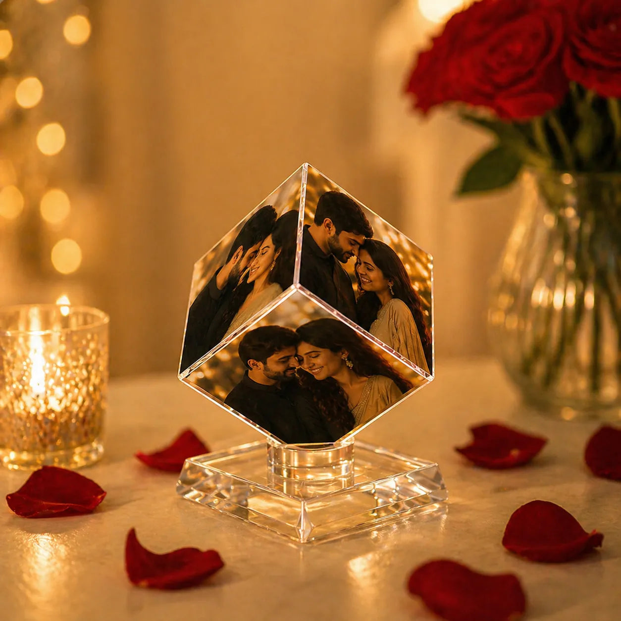 Custom Photo Crystal Cube – Capture Love in 3D