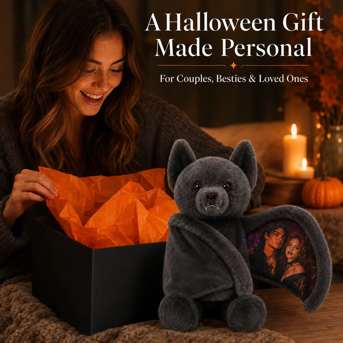 Personalized Halloween Bat Bear Plush 🦇🧸