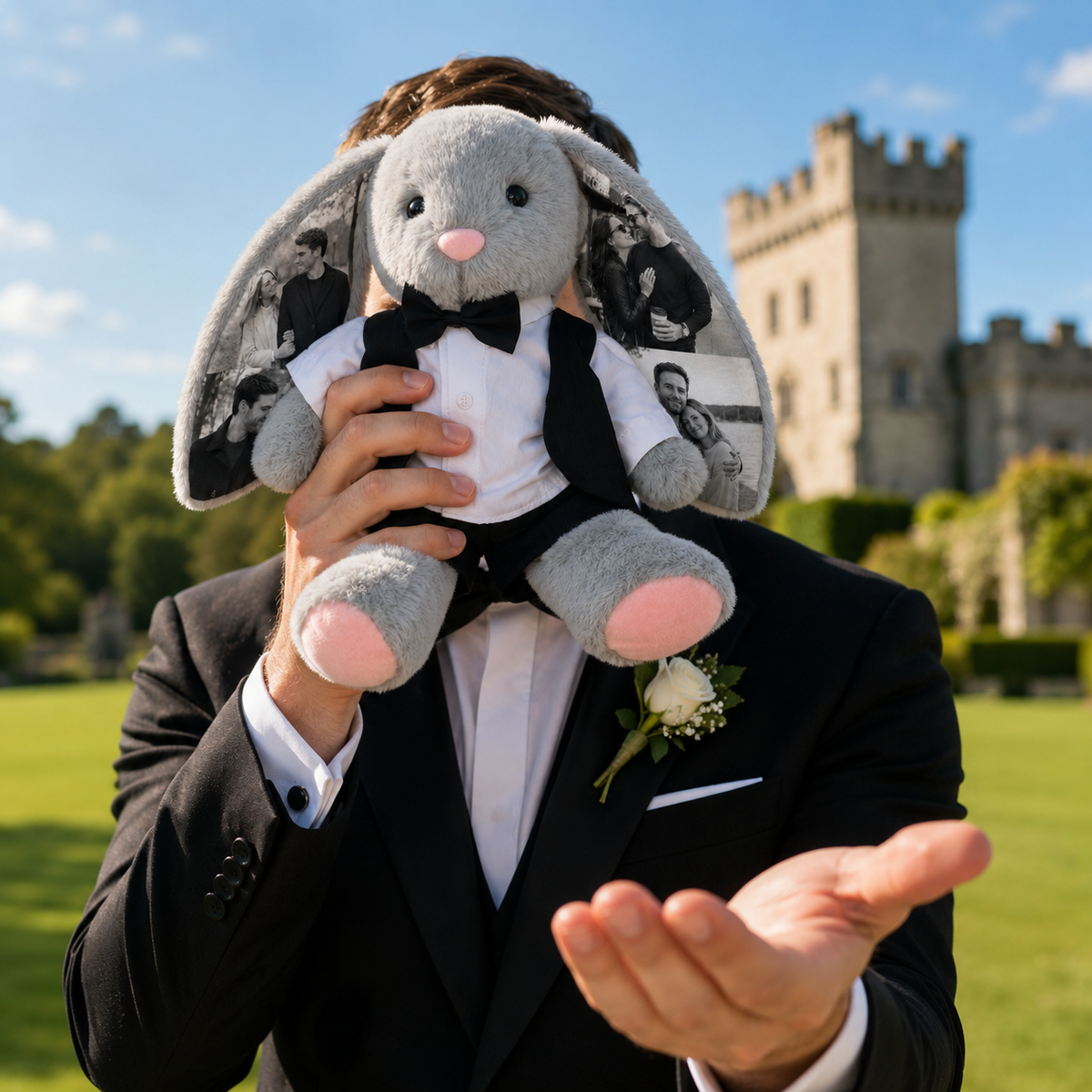 Custom Photo Wedding Bunny Plush