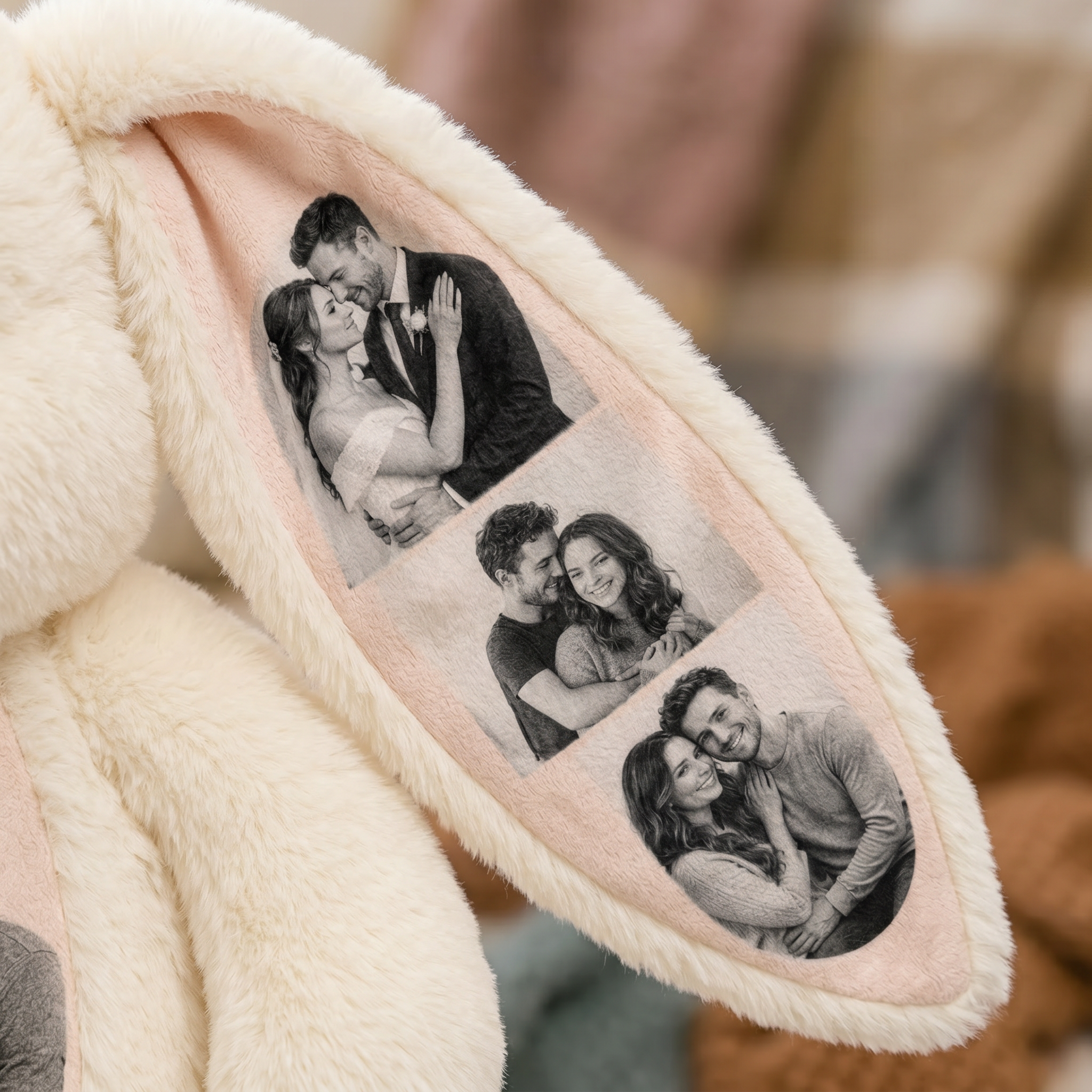 Custom Photo Bunny Plush – Personalized Hidden Ear Picture Bunny Gift