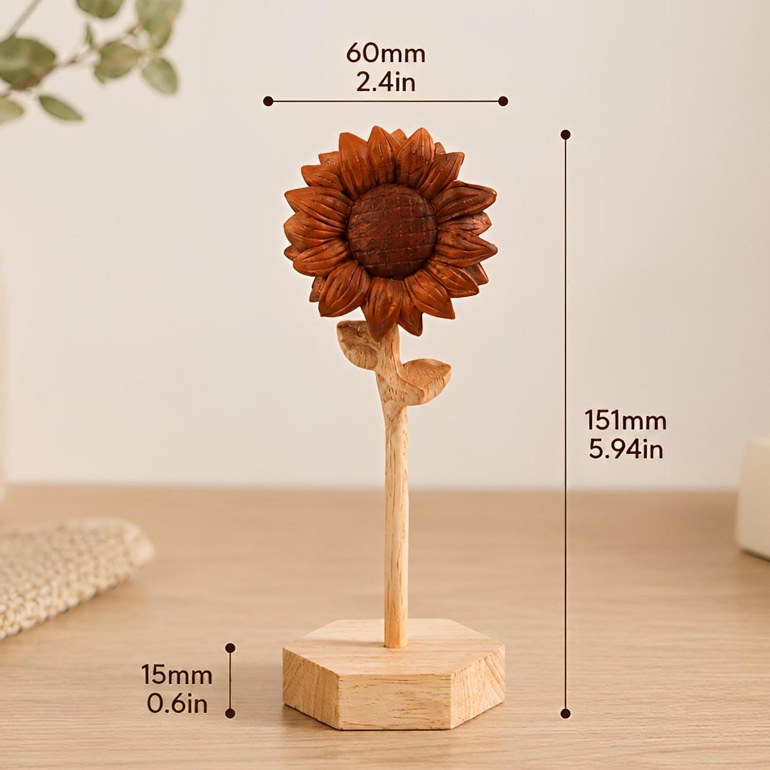 Hand-Carved Wooden Sunflower,sunflower name gift,Preserved Flower, Anniversary gift,5th Anniversary Gift
