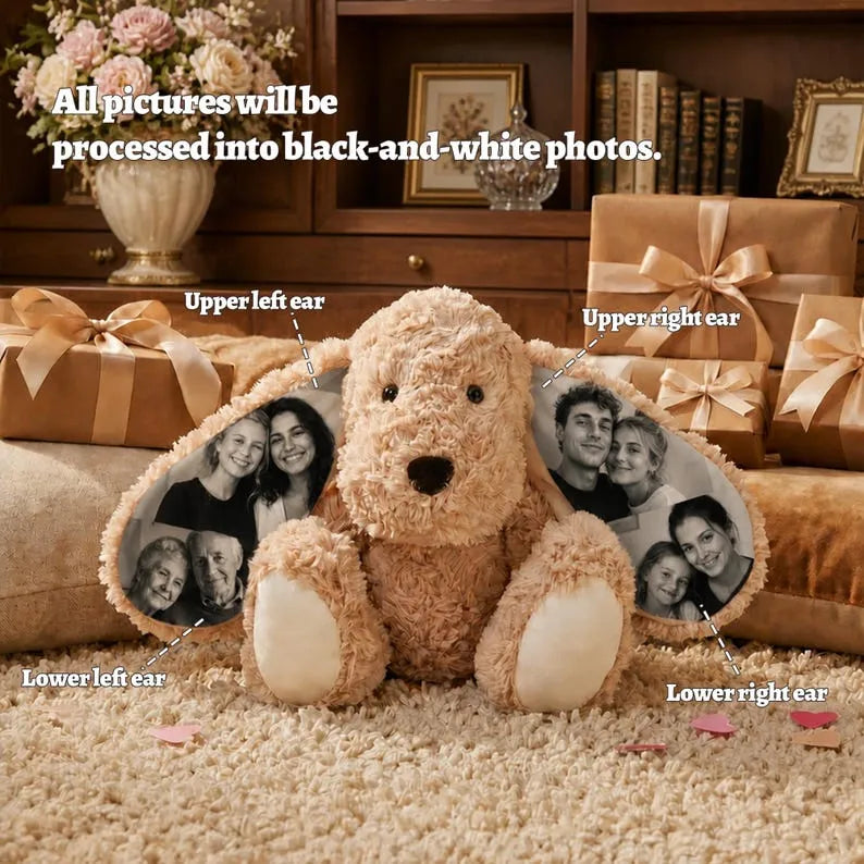 Personalized Photo Plush Dog, Custom Stuffed Animal Dog with Your Picture on Ears