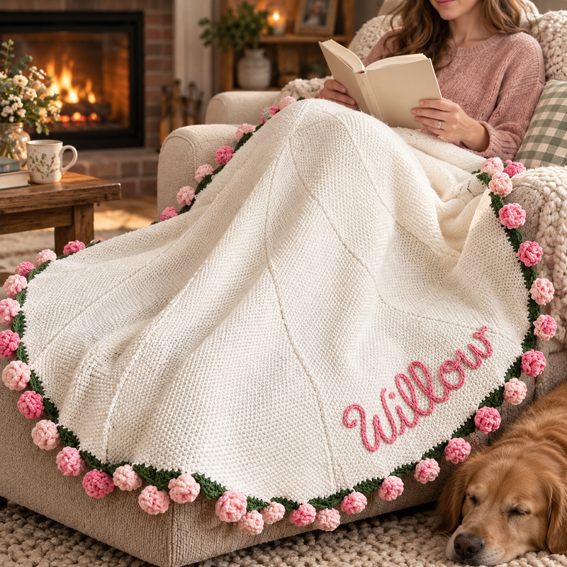 Personalized Crochet Flower Blanket