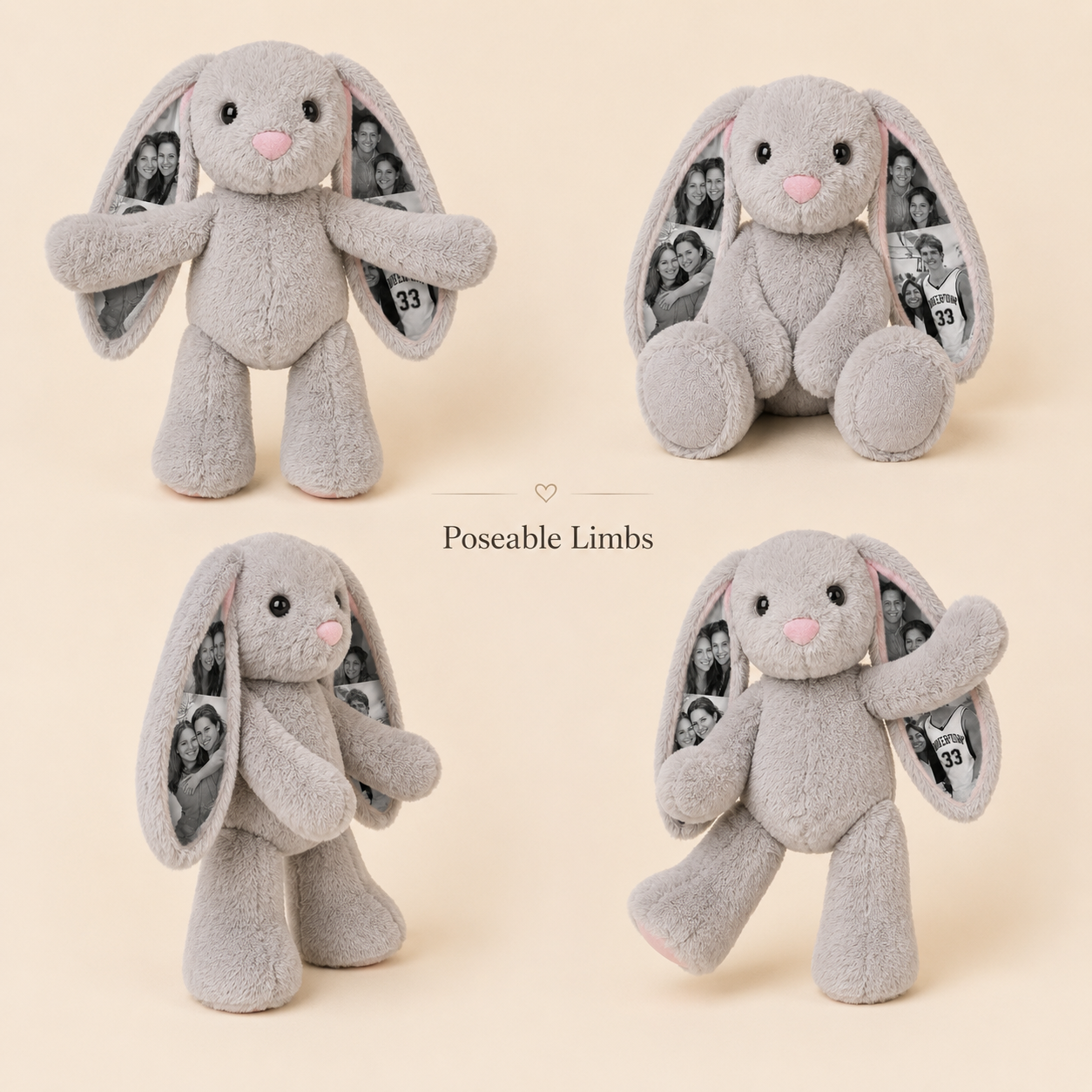 Custom Photo Bunny Plush – Personalized Hidden Ear Picture Bunny Gift