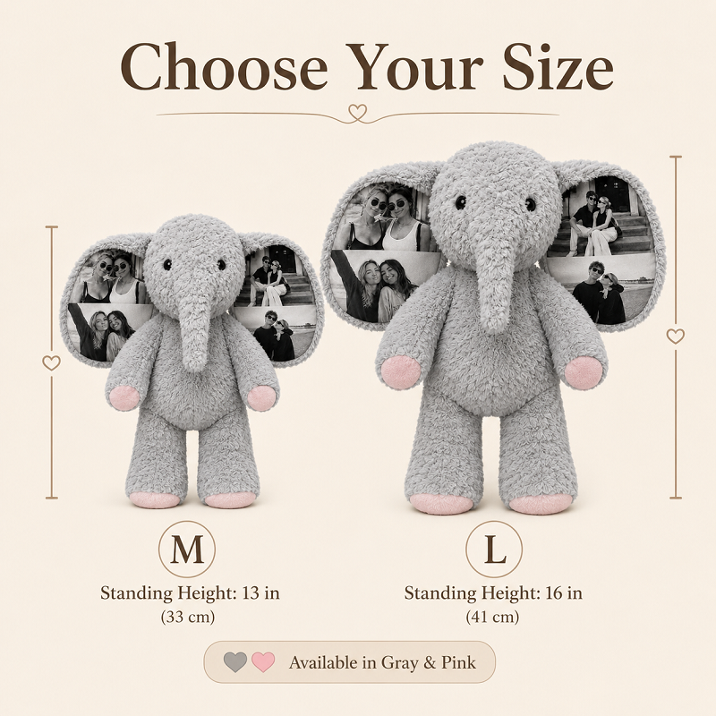 Custom 4 Photos Elephant Plush