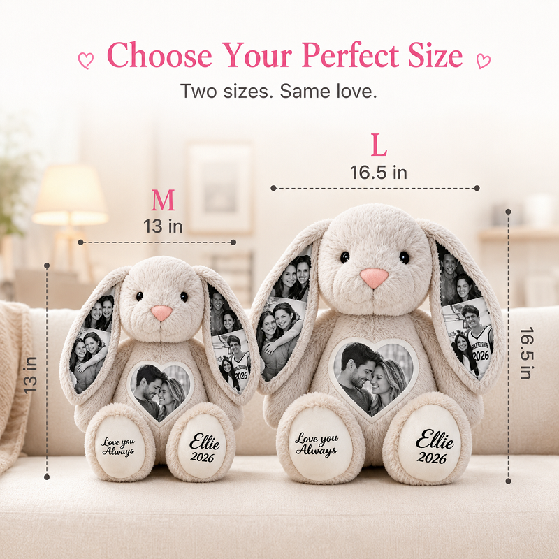 Custom Heart Photo Bunny Plush