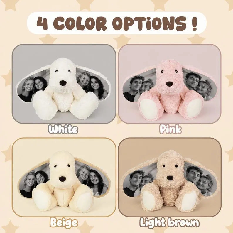 Personalized Photo Plush Dog, Custom Stuffed Animal Dog with Your Picture on Ears