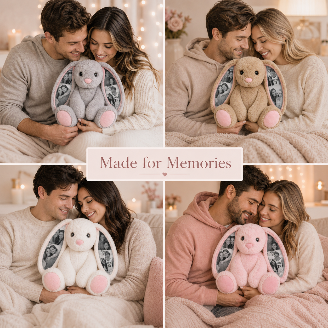 Custom Photo Bunny Plush – Personalized Hidden Ear Picture Bunny Gift