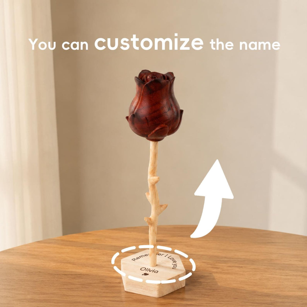 Personalized Wooden Rose Jewelry Stand Ornament