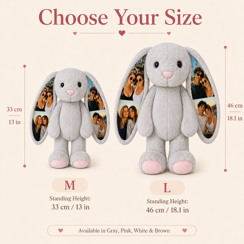 Custom Ear Photo Bunny Plush