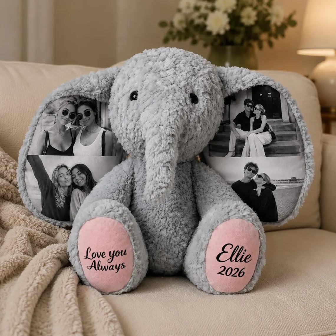Custom 4 Photos Elephant Plush