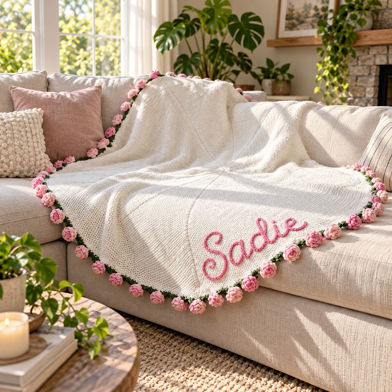 Personalized Crochet Flower Blanket