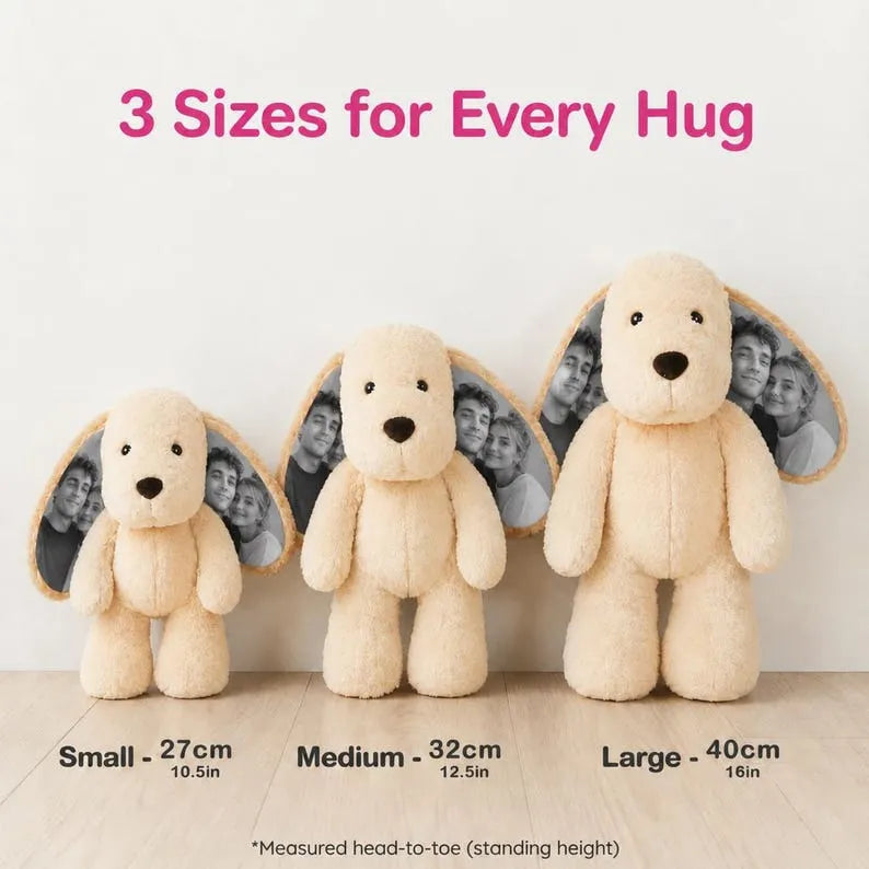 Personalized Photo Plush Dog, Custom Stuffed Animal Dog with Your Picture on Ears