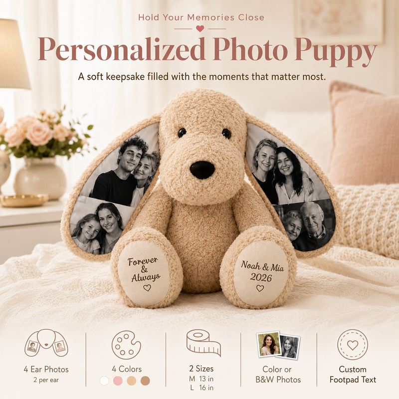 Personalized Photo Plush Dog