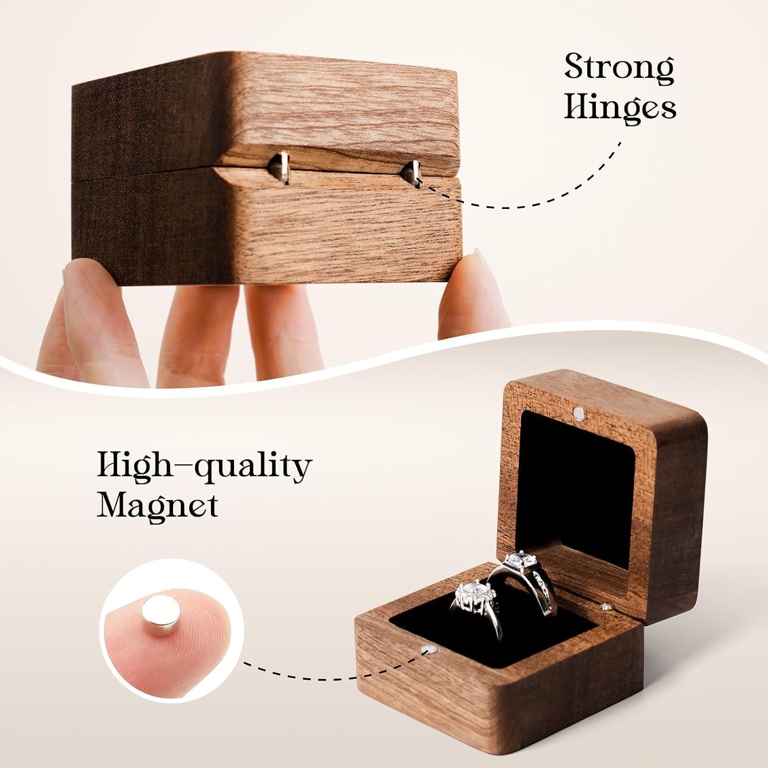 Personalized Wooden Wedding Ring Box - Square Box