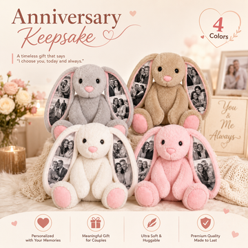 Custom Photo Bunny Plush – Personalized Hidden Ear Picture Bunny Gift