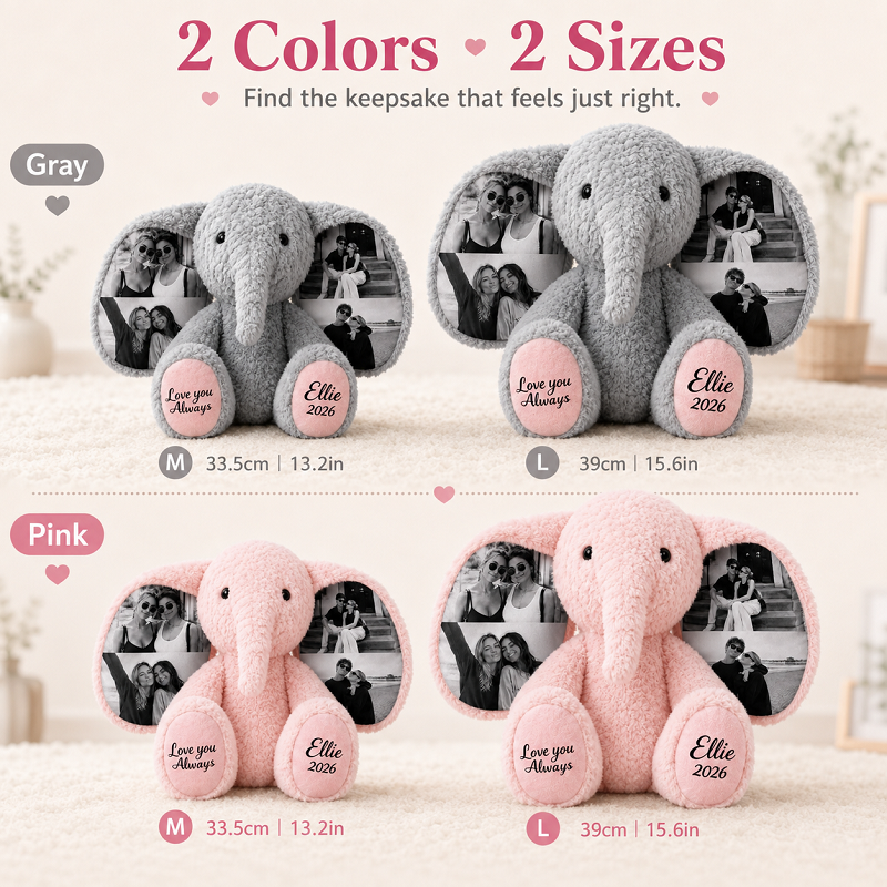 Custom 4 Photos Elephant Plush