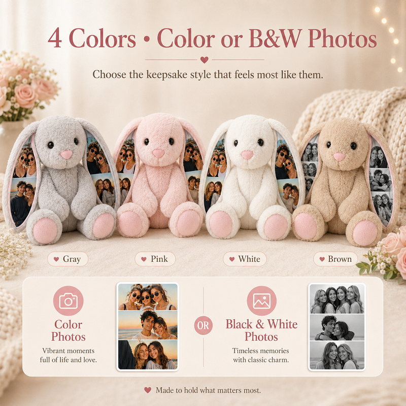 Custom Ear Photo Bunny Plush