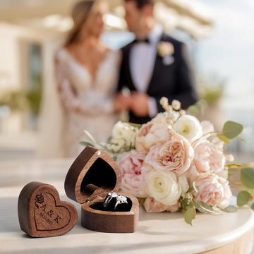 Personalized Wooden Wedding Ring Box - Heart Box