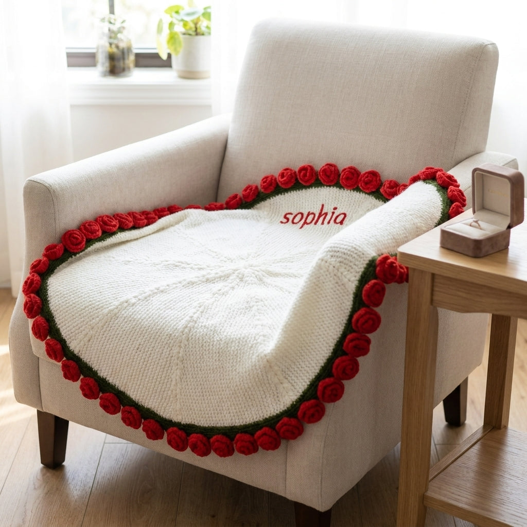 Hand-woven Rose Blanket Gift for Valentine's Day Gift