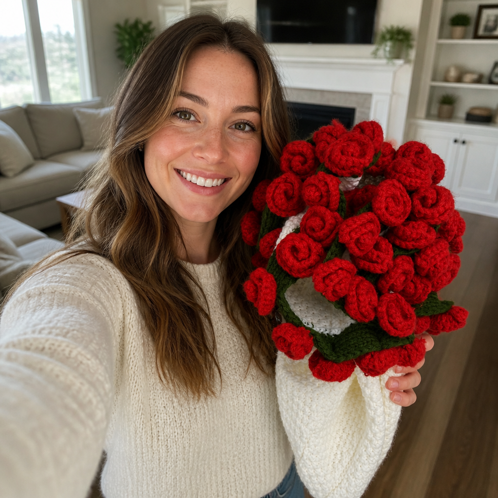 Hand-woven Rose Blanket Gift for Valentine's Day Gift