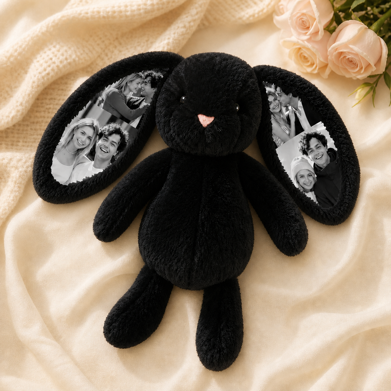 Custom Photo Black Bunny Plush