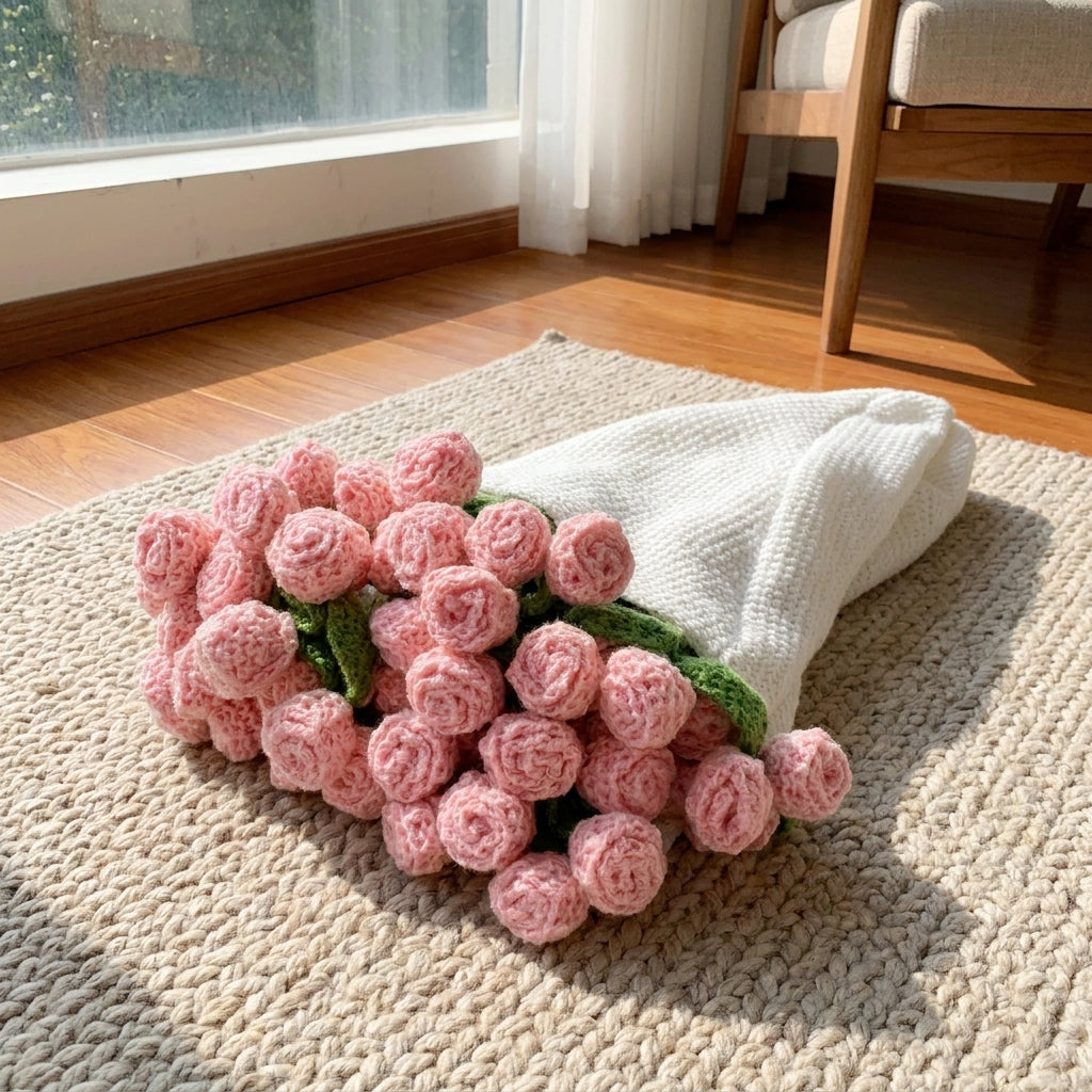 Hand-woven Rose Blanket Gift for Valentine's Day Gift