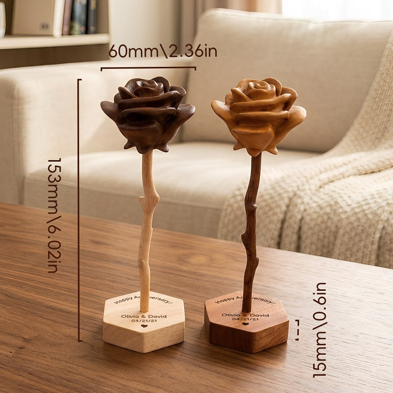 Personalized Hand-carved Wooden Roses