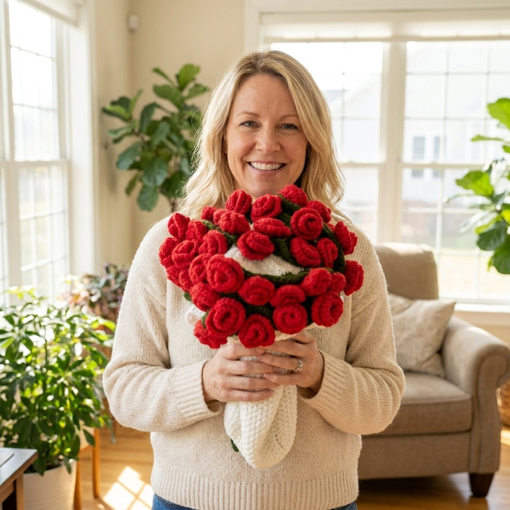 Hand-woven Rose Blanket Gift for Valentine's Day Gift